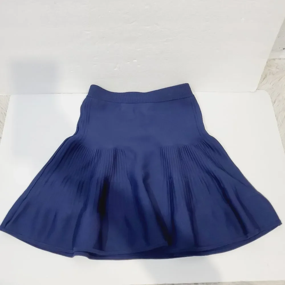 Intermix designer High Waist casual solid blue knit skirt size small - Picture 3 of 10
